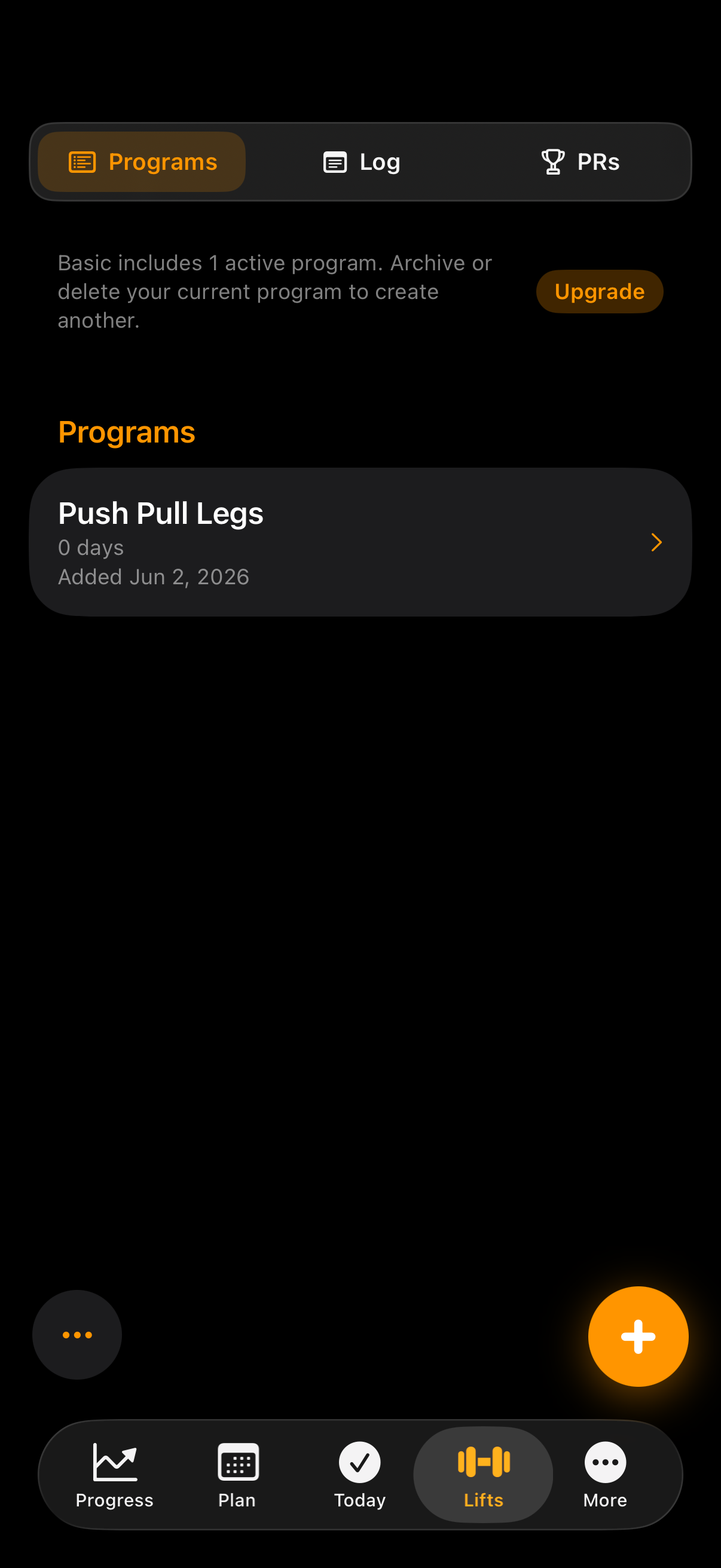 Programs screenshot — Fitness Tracker v2
